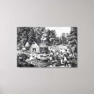 The Pioneer's Home on the Western Frontier Canvas Print