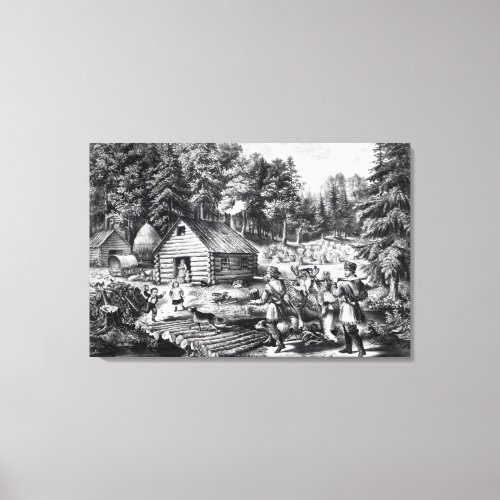 The Pioneers Home on the Western Frontier Canvas Print