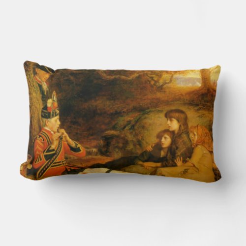 The Piper by John Everett Millais Lumbar Pillow