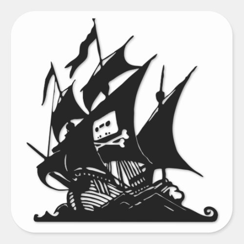 The Pirate Bay Logo Ship Square Sticker
