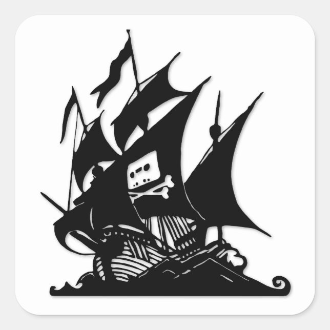 The Pirate Bay Logo Ship Square Sticker (Front)