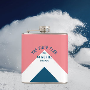 The Piste Club Pink Blue Peak Custom Winter Ski Flask