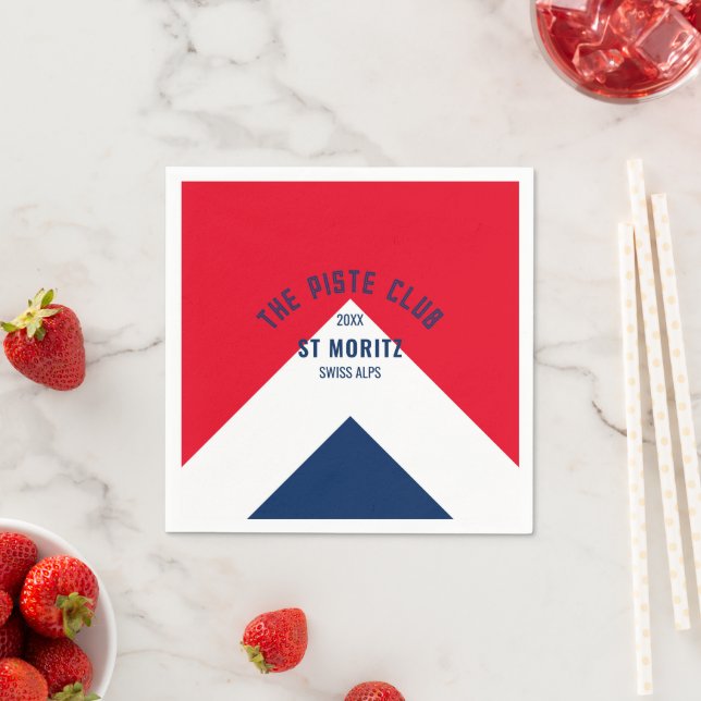 The Piste Club Red Navy Custom Winter Ski Napkins (Insitu)