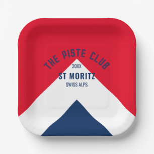 The Piste Club Red Navy Custom Winter Ski Paper Plates