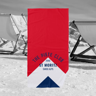 The Piste Club Red Navy Peak Custom Winter Ski Beach Towel