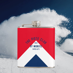 The Piste Club Red Navy Peak Custom Winter Ski Flask