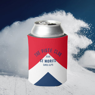 The Piste Club Red White Navy Peak Winter Ski Can Cooler