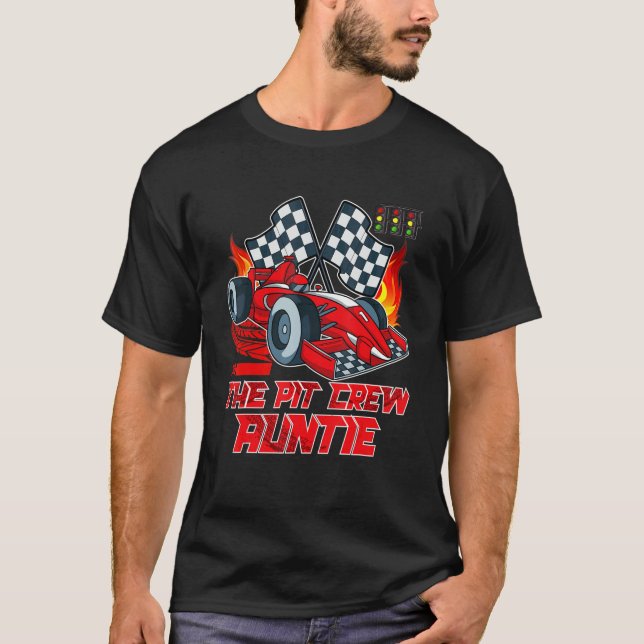 The Pit Crew Auntie Race Car Birthday Party Family T-Shirt (Front)