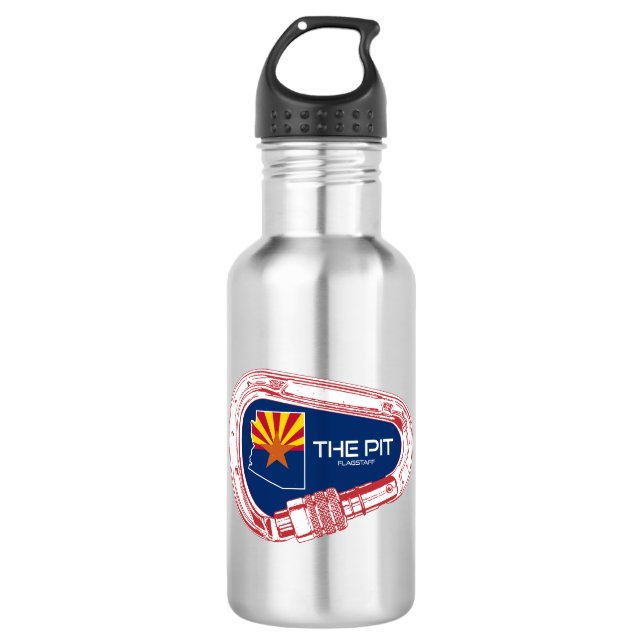 The Pit Flagstaff Arizona Climbing Carabiner Stainless Steel Water Bottle (Front)