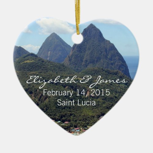 The Pitons and Soufriere Ceramic Ornament