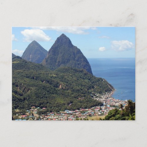 The Pitons and Soufriere Postcard