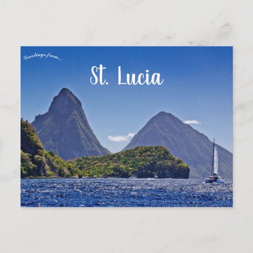 The Pitons in St Lucia Postcard