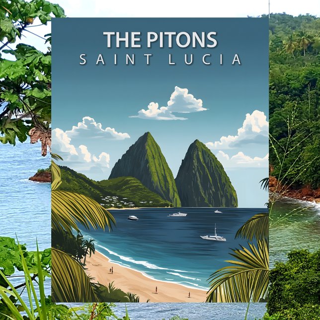 The Pitons Saint Lucia Iconic Twin Volcanic Peaks Postcard (The Pitons Saint Lucia Iconic Twin Volcanic Peaks Postcard
)