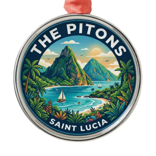 The Pitons Saint Lucia Metal Ornament