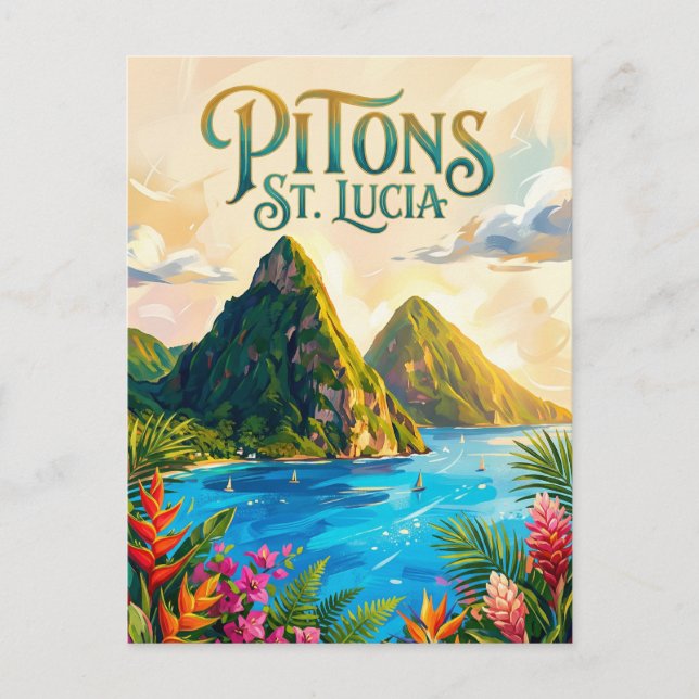 The Pitons Saint Lucia Postcard (Front)