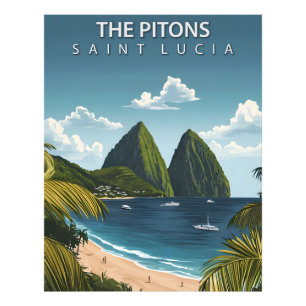 The Pitons – Vintage Travel Poster of Saint Lucia