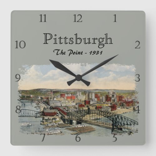 The Pittsburgh Point 1931 Custom Square Wall Clock