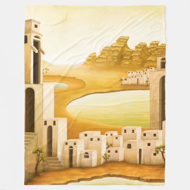 "The Place" - Middle East / Orient Desert Painting Fleece Blanket (Front)