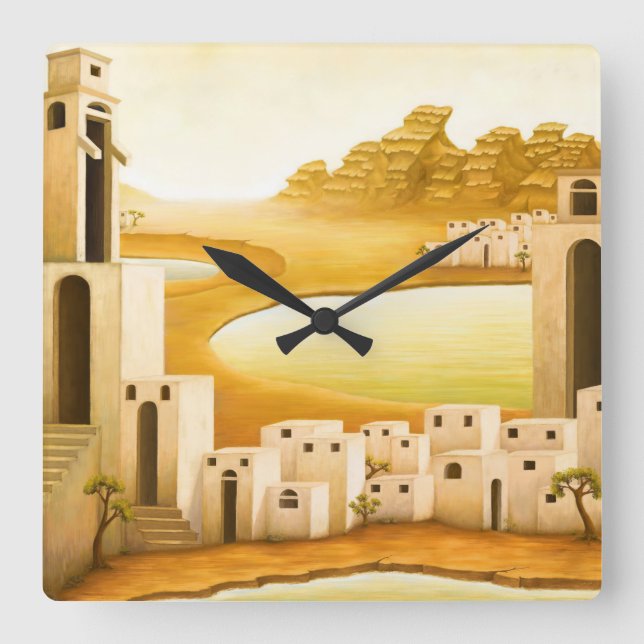 "The Place" - Middle East / Orient Desert Painting Square Wall Clock (Front)