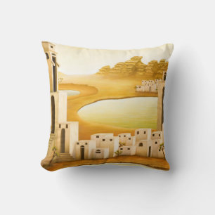 "The Place" - Middle East / Orient Desert Painting Throw Pillow