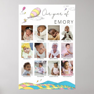 The Places You'll Go   Baby's 1st Year Collage Poster