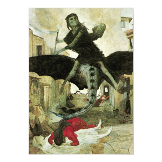 The Plague by Arnold Bocklin, Vintage Halloween Card