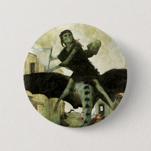 The Plague by Arnold Bocklin, Vintage Symbolism Button