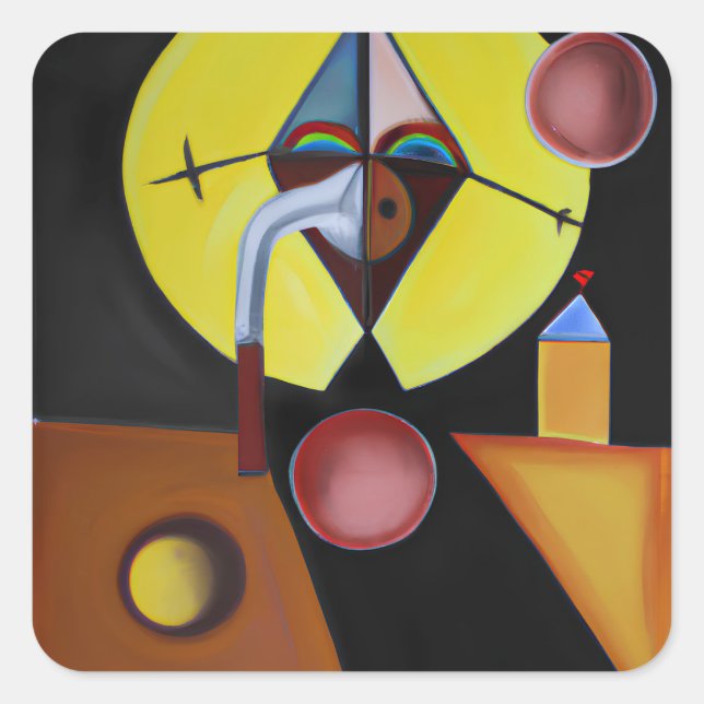 The Plague Doctor - Oil Painting Square Sticker (Front)