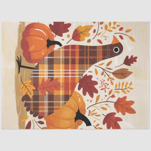 The Plaid Turkey Waltz Tissue Paper (Front)
