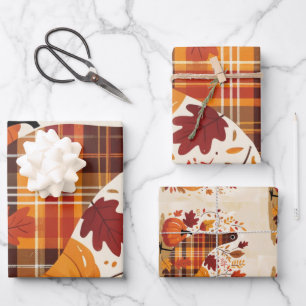 The Plaid Turkey Waltz Wrapping Paper Sheets