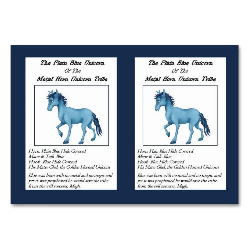 The Plain Blue Unicorn Trading Card_