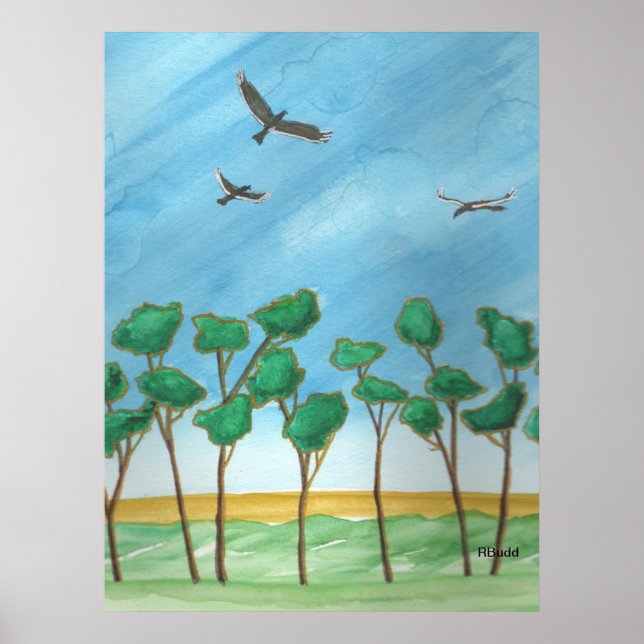 The Plains with Eucalyptus Trees Poster (Front)