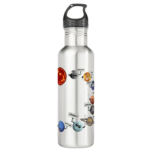 THE PLANETS IN OUR SOLAR SYSTEM STAINLESS STEEL WATER BOTTLE (Front)