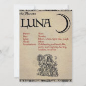 The Planets "LUNA" Book of Shadows Page (Back)