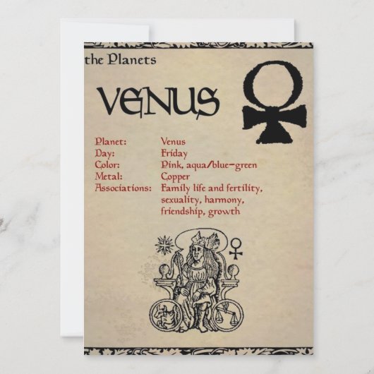The Planets "VENUS" Book of Shadows Page (Back)