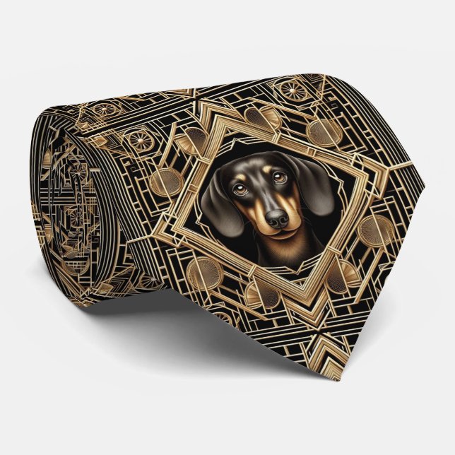The Playful Dog Lover | Dachshund Dog Daddy Tie (Rolled)