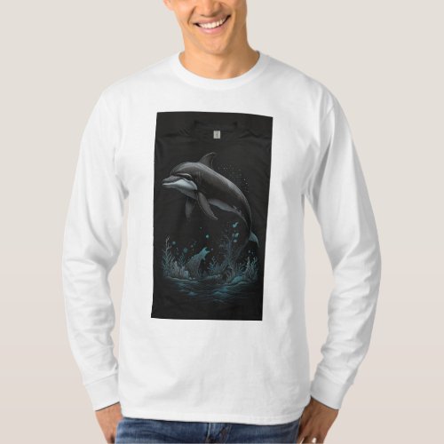 The Playful Dolphin A Symbol of Joy on a Classic  T_Shirt