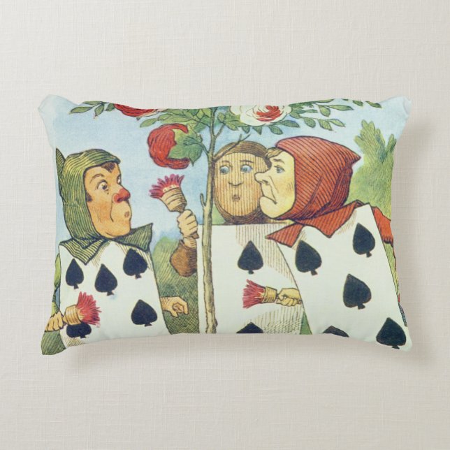 The Playing Cards Painting the Rose Bush Accent Pillow (Front)