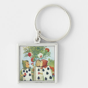 The Playing Cards Painting the Rose Bush Keychain
