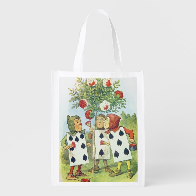 The Playing Cards Painting the Rose Bush Reusable Grocery Bag (Front)
