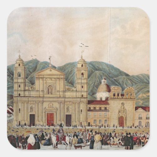 The Plaza de Bolivar Bogota 1837 Square Sticker