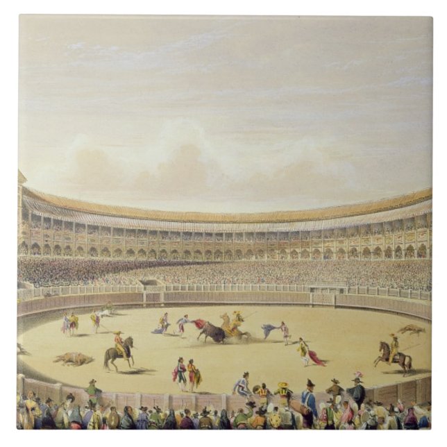 The Plaza de Toros of Madrid, 1865 (colour litho) Ceramic Tile (Front)
