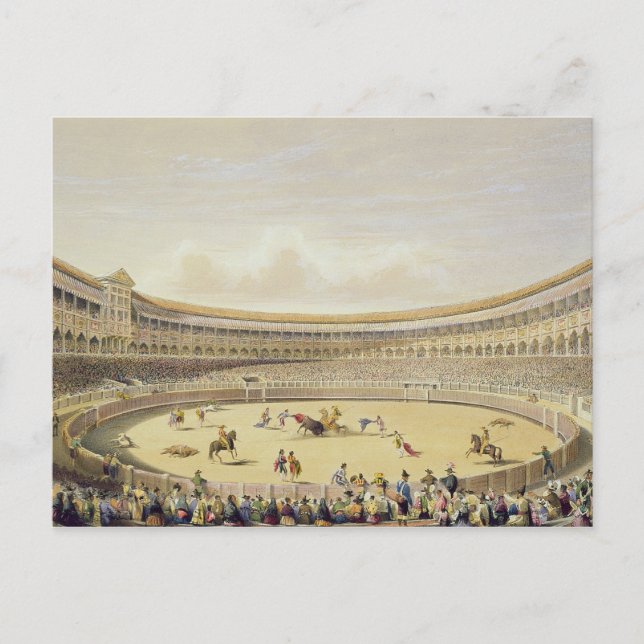 The Plaza de Toros of Madrid, 1865 (colour litho) Postcard (Front)