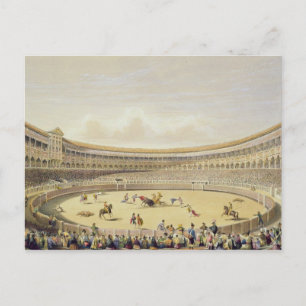 The Plaza de Toros of Madrid, 1865 (colour litho) Postcard