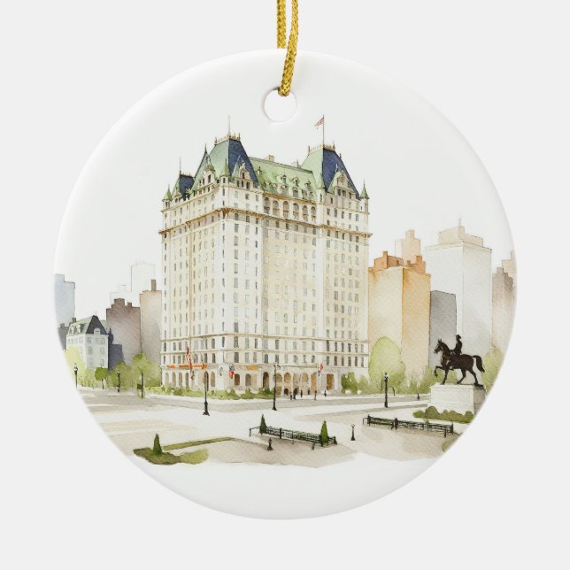 THE PLAZA New York Wedding Ceramic Ornament (Front)