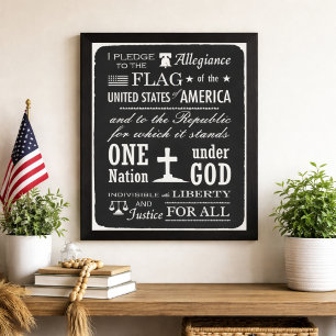 The Pledge of Allegiance Farmhouse Chalkboard Faux Canvas Print