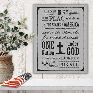 The Pledge of Allegiance Farmhouse Gray and Black  Faux Canvas Print