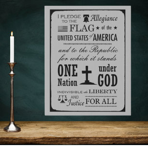 The Pledge of Allegiance Farmhouse Gray and Black Faux Canvas Print