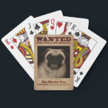The Plucky Pug Playing Cards<br><div class="desc">A large personality in a small body, it's hard to believe that the pug is a toy breed. This affectionate lap dog can be considered a clown but with a face like this there's no doubt that the pug is adorable.</div>