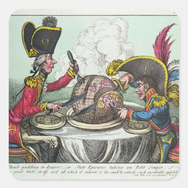 The Plum Pudding in Danger, 1805 Square Sticker (Front)